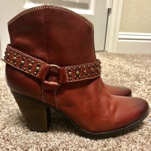 Brown leather boots